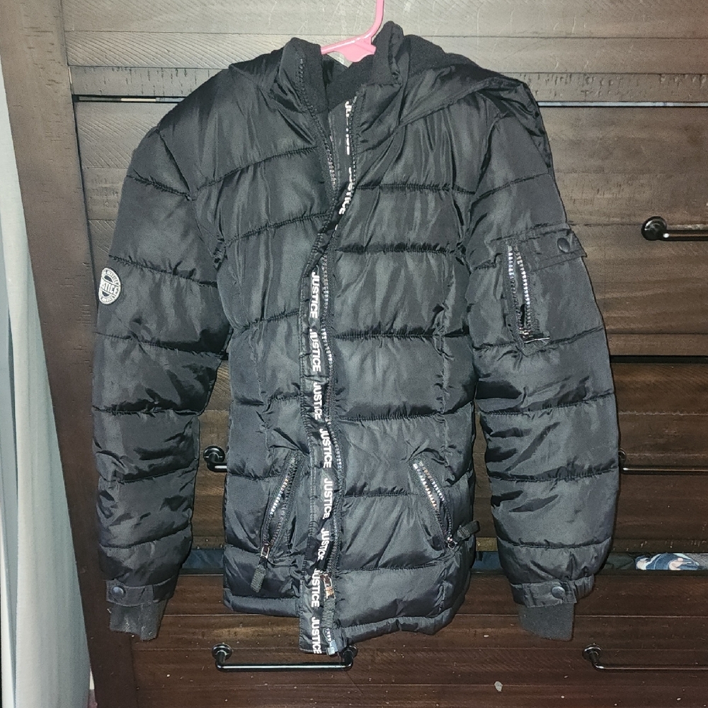 Justice Black Puffer Jacket for Kids